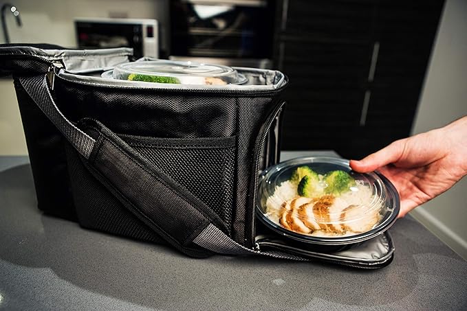 Prep Naturals Meal Prep Containers - Dishwasher-Safe Plastic Bowls with Lids - Freezer & Microwave-Safe Food Storage Containers with Lids - Portion-Control Meal Prep Bowls - 30 Pack, 24 Oz, Black