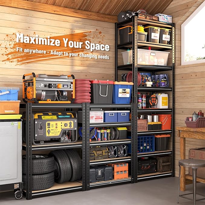 8 Tier Storage Shelves, Shelving Unit Load 400LBS Per Shelf, Adjustable and Divisible Garage Shelving, Shelving Units and Storage for Laundry Room, Pantry, Kitchen, Closet, 21.6"W x 11.8"D x 84"H