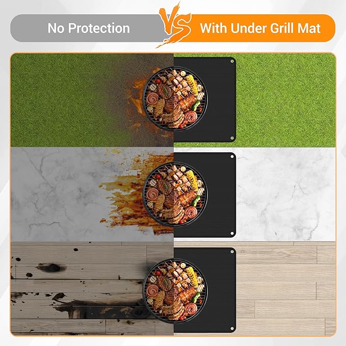 48 x 30 Inch Under Grill Mats for Outdoor Grill, Double-Sided Fireproof Deck and Patio Protector Mat, Fire Pit Mat, Waterproof, Oil-Proof BBQ Mats, Fireproof Floor Pads with Storage Bag