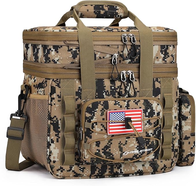 Maelstrom Tactical Lunch Box, 23 L Insulated Lunch Bag for Men, Expandable Double Deck Lunch Cooler Bag,Large Leakproof Soft Lunch Tote with Detachable MOLLE Bags, for Adult Women Work,Picnic