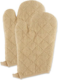 DII Basic Terry Collection 100% Cotton Quilted, Oven Mitt, Pebble, 2 Piece