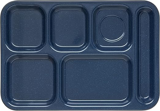 Carlisle FoodService Products 4398835 (6)Compartment Tray - Right-Handed, 14-.5x10 Cafe Blue, Dozen