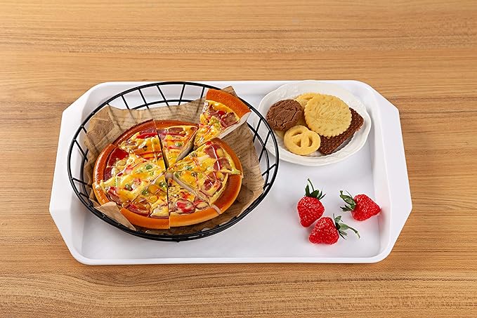 12-Piece White Plastic Fast Food Serving Trays,16.83 by 11.92-Inch