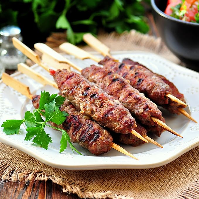 Minisland Premium 7 Inch Square Large Bamboo Paddle Skewers for Appetizers Fruit Kabobs Sandwiches BBQ Grill Food Sticks 3mm Thick 100 Counts -MSL163