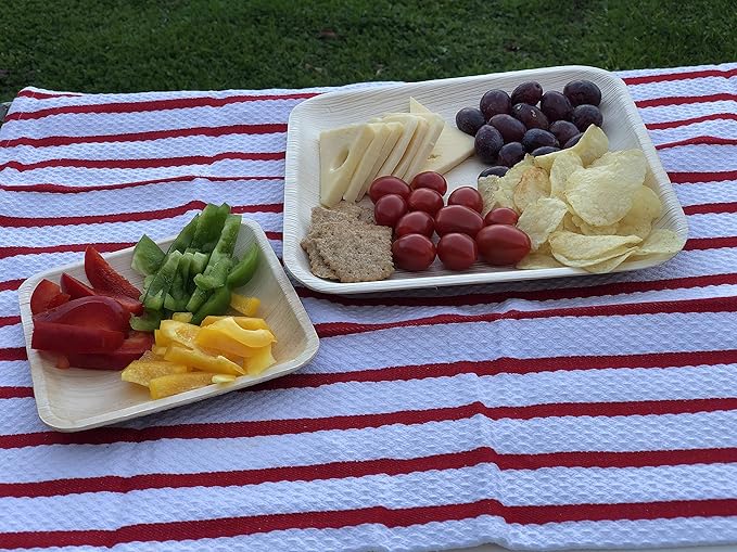 Raj Palm Leaf Plates Plates like Bamboo plates Disposable, Decorative Compostable Tableware for wedding, Lunch, Dinner, Birthday, Camping, Outdoor BBQ, Picnic (9.5"x100 7"x100 (200 Pack))