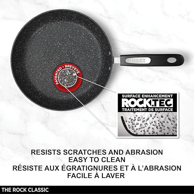 Starfrit The Rock 20cm (8") Non-Stick Fry Pan - Durable Forged Aluminum - Oven Safe - PFOA Free - Easy to Clean - Black