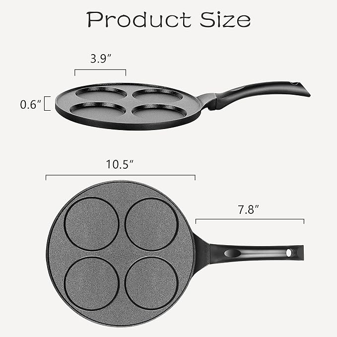 Pancake Pan 4 Cups Pancake Maker Nonstick Pancake Griddle With PFOA Free Coating 10.5 Inch Mini Pancake Pan