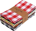 Urban Villa Cloth Napkins 100% Cotton Dinner Napkins Highly Absorbent 20x20 Inches (Set of 12) Multi Color Buffalo Checks Reusable Washable Soft Durable Premium Napkins Ideal for Home Wedding Parties