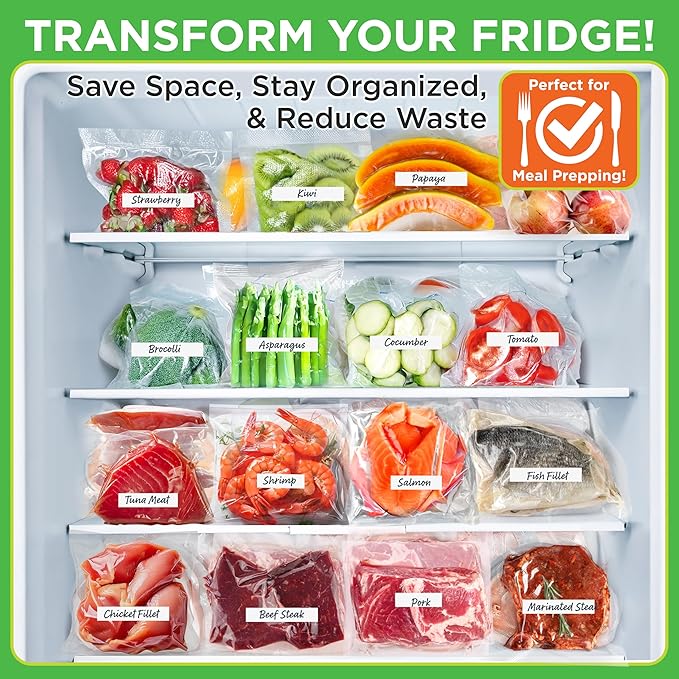 NutriChef Automatic Food Vacuum Sealer, Electric Air Sealing Preserver System for Dry and Moist Foods, LED Control, Strong Suction, Includes Bags, Wine Stopper Cork, and Air Suction Hose, 14”x6”x3”