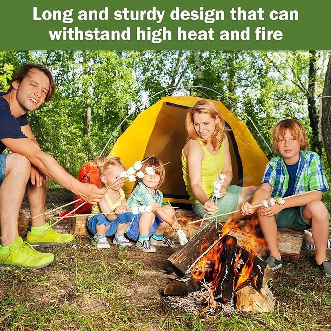 Patelai 180 Pcs 36 Inch Bamboo Marshmallow Roasting Sticks Thick Bamboo Skewers Disposable Barbecue Skewers Hot Dog Forks for Outdoor Fire Pits Campfire, Kebab Sausage(36 Inch)