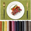 KXN Placemats Set of 6, Dual-Layer Thickened Faux Linen Table Mats, Heat Resistant & Wrinkle-Free, Machine Washable Cloth Place Mats for Kitchen Dining Indoor Outdoor (Green)