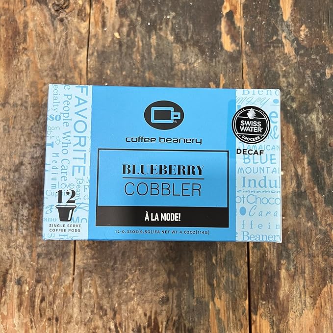 Blueberry Cobbler Decaf Coffee Pods by Coffee Beanery | 12ct Medium Roast Arbica Coffee