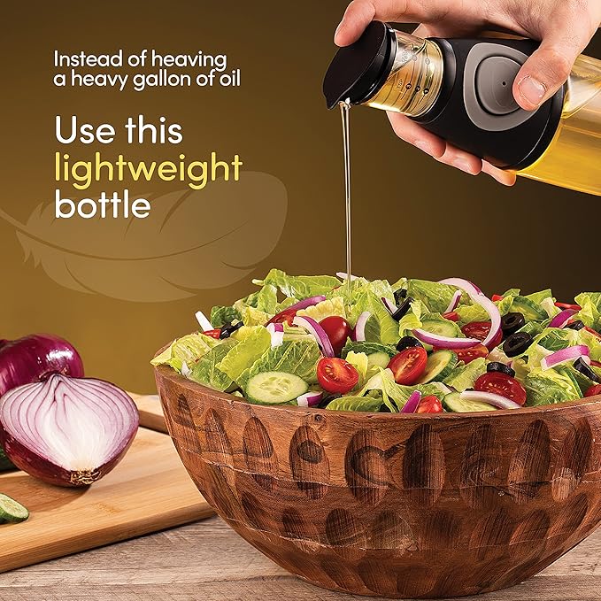 Belwares Olive Oil Dispenser Bottle with Pump - Oil Dispenser for Kitchen, Glass Oil and Vinegar Dispenser Set, Measured Cruet for Cooking - Ideal Oil Bottles for Kitchen Gadgets & Gifts, 2 Pack