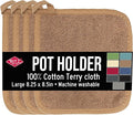 RITZ Terry Potholder & Hot Pad: Unparalleled Heat Resistant, Durable 100% Cotton – Ergonomically Designed for Optimal Grip – Easy-Care Machine Washable – 4-Pack, Mocha Brown