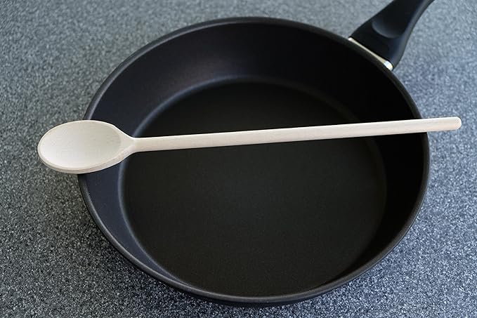 12 Inch Long Wooden Spoon Set by BICB | Natural Beechwood Mixing Spoons for Baking, Cooking & Stirring | Set of 4 Long Wooden Spoons | Cookware Sauce Spoons | Wood Mixing Spoon Set