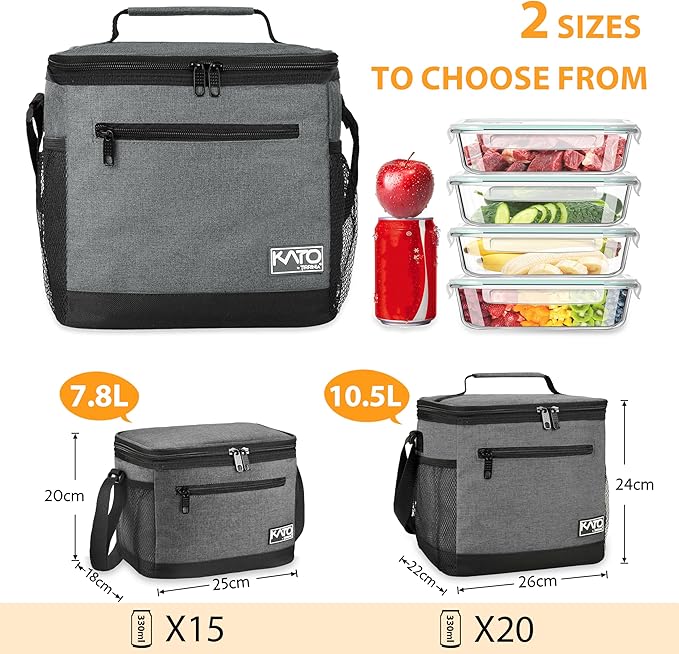 Tirrinia Insulated Lunch Box for Men/Women, Leakproof Lunch Bag for School Work, Enlarge Lunch Tote Kids Boys Girls Back to School, Soft Reusable Cooler Office Picnic Work Beach Camping with Shoulder