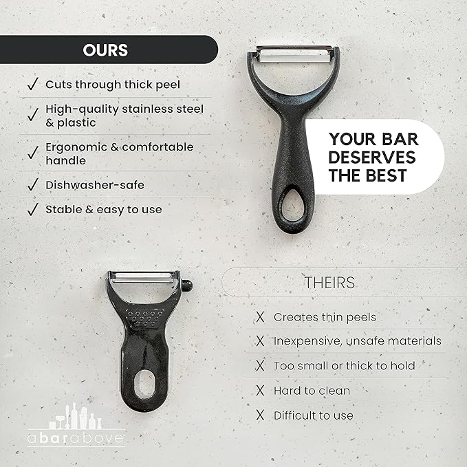 A Bar Above Stainless-Steel Citrus Peeler, Premium Fruit Peeler for Oranges, Lemons, and Limes, Bartender Garnish Tool for Cocktails, Professional Grade Zester, Durable Bar Tool for Home and Bar Use