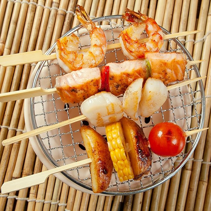 7 Inch Bamboo Skewers for Grilling 200PCS Kabob Skewers Wood Paddle Flat Bamboo Sticks for Fruit, BBQ, Kitchen (7 Inch)