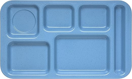 Carlisle FoodService Products Plastic Meal Tray Righ-Handed Heavyweight Lunch Tray with 6-Compartments for Schools, Cafeterias, and Dining Halls, Melamine, 15 x 9 Inches, Sandshade, (Pack of 12)