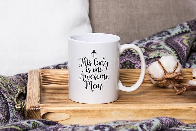 One Awesome Mom Funny Coffee Mug - Gifts for Mom, Women - Best Mom's Gifts from Daughter, Son, Kids, Husband - Cool Birthday Present Idea for New Mother, Wife, Her - Novelty Mom's Mug, Cup