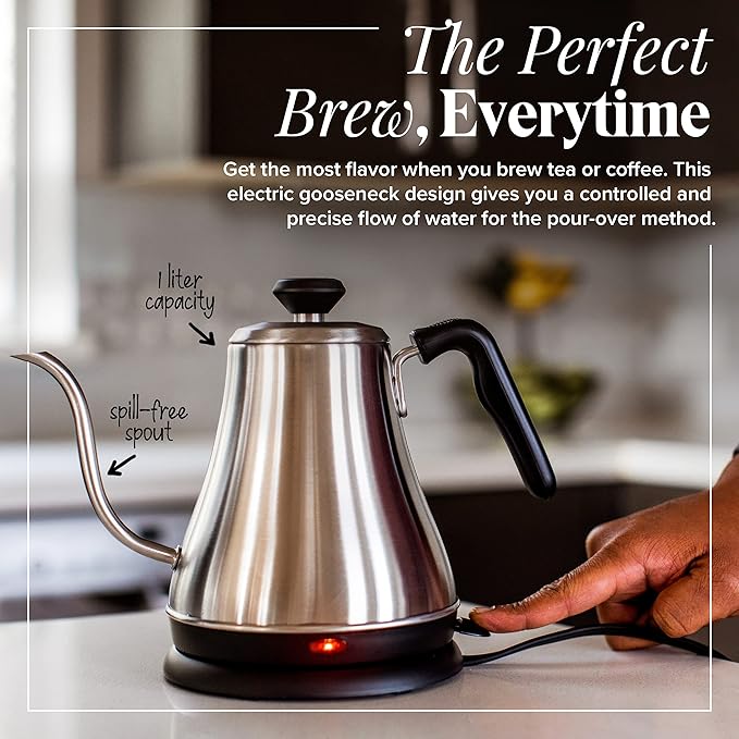 Electric Gooseneck Kettle - 0.8L, 120 Volt, Stainless Steel Electric Tea Kettle - Water Pot Heater/Warmer, Coffee & Tea