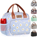 HOMESPON Lunch Bag for Woman Man Adults with Front Pocket Insulated Lunch Tote Lunch Box Container for Work Picnic or Travel(Blue Daisy)