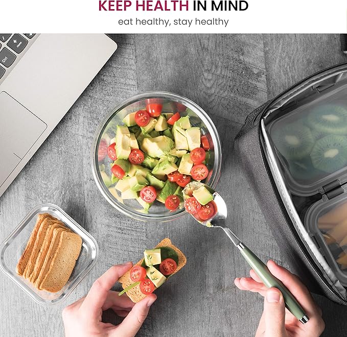 FineDine 24 Piece Glass Storage Containers with Lids - Leak Proof, Dishwasher Safe Glass Food Storage Containers for Meal Prep or Leftovers, Blue