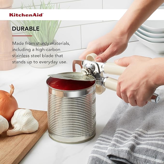 KitchenAid Classic Multifunction Can Opener and Bottle Opener Easy to Use, Razor Sharp Stainless Steel Cutting Wheel, Soft Ergonomic Handles, Almond Cream (Pack of 12)