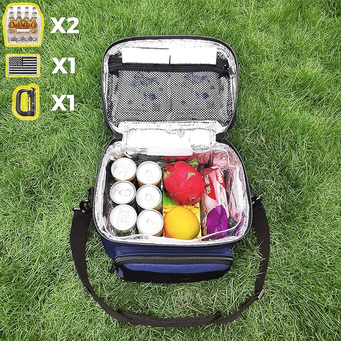 DBTAC Tactical Lunch Bag for Men Women, 12 Cans Insulated Lunch Box for Adult | 9L Leakproof Lunch Cooler Tote for Work Office Outdoor Travel | Soft Easy To Clean Liner x2, Urban Blue