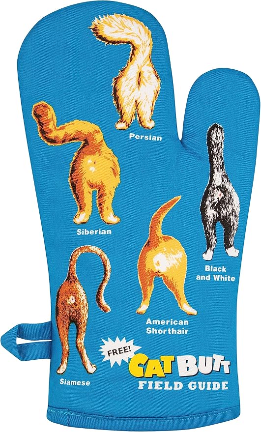 Blue Q Cat Butt Funny Oven Mitts - Cute Oven Mitts, Home Kitchen Gifts, Cooking Accessories, Super-Insulated Quilting, Comfy Natural-Fitting Shape, 100% Cotton, Machine Wash, Size 12.5" L x 7.5" W