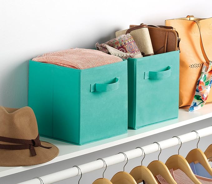 Whitmor Turquoise Set of 2-10 x 10 x 10 inches Collapsible Cubes, 2 Pack