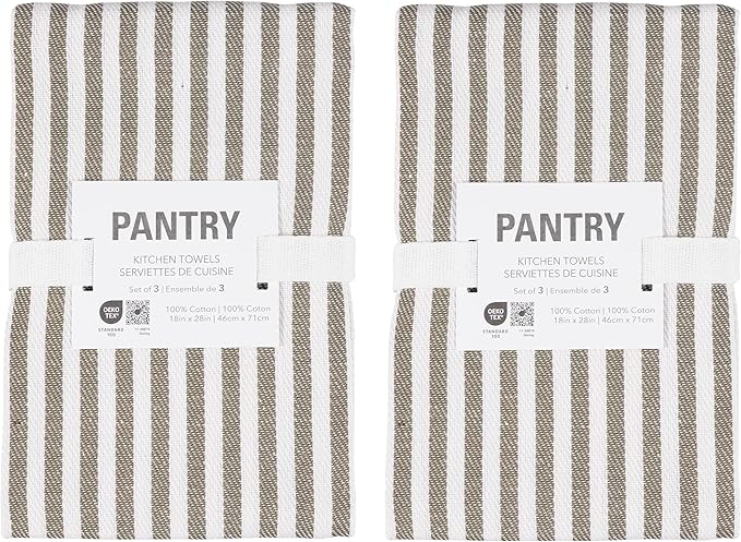 KAF Home Premium Kitchen Towels (18" x 28"), Large 100% Cotton, Flat & Terry Absorbent Dish Towel Set (Olive, 18 x 28-6 Pack)