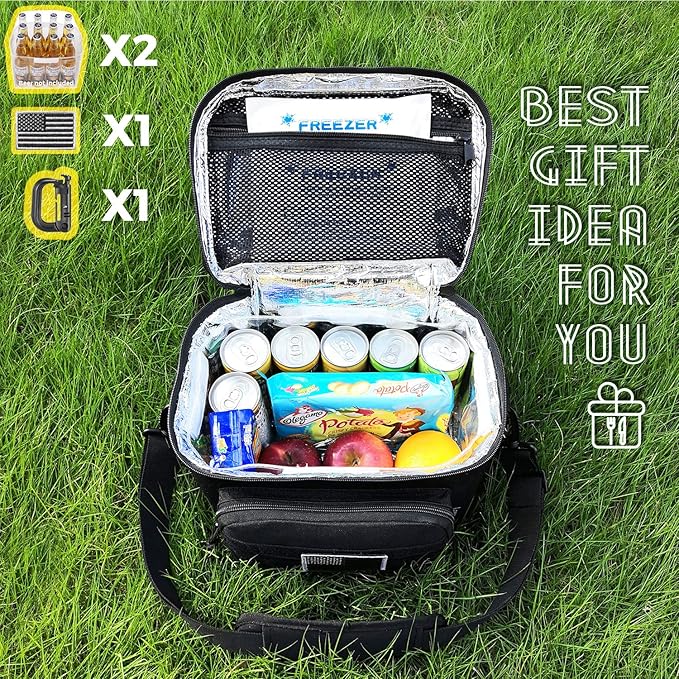 DBTAC Tactical Lunch Bag for Men Women, 12 Cans Insulated Lunch Box for Adult | 9L Leakproof Lunch Cooler Tote for Work Office Outdoor Travel | Soft Easy To Clean Liner x2