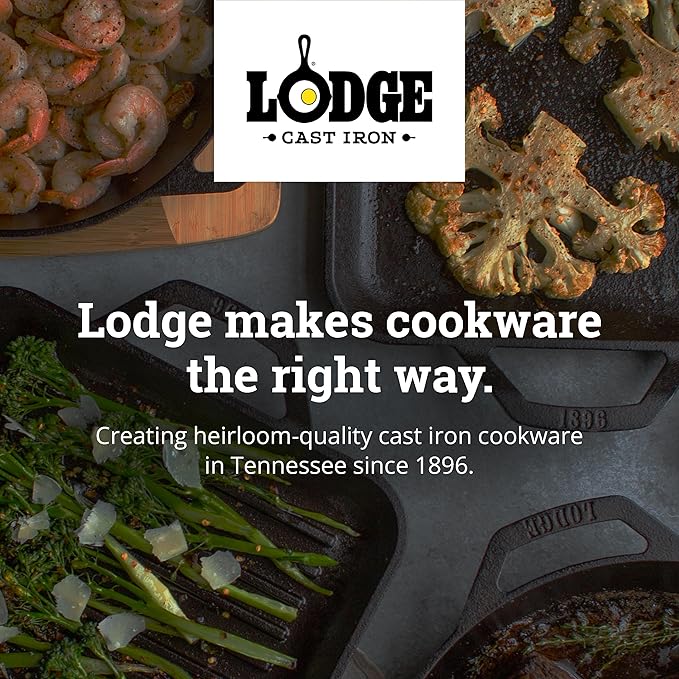 Lodge 11" Cast Iron Square Griddle - Chef Collection - For Indoor & Outdoor Cooking - Superior Heat Retention - Durable Cast Iron - Seasoned Kitchen Griddle