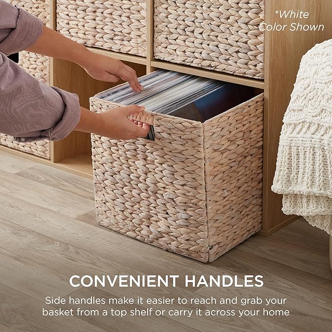 Best Choice Products 13x13in Pack of 5 Cube Storage Baskets, Water Hyacinth Multipurpose Collapsible Organizers, Handwoven Laundry Totes for Laundry, Living Room, Kids Room & Nursery - Natural