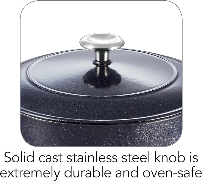 Tramontina 80131/038DS Enameled Cast Iron Covered Round Dutch Oven, 5.5-Quart, Dark Blue
