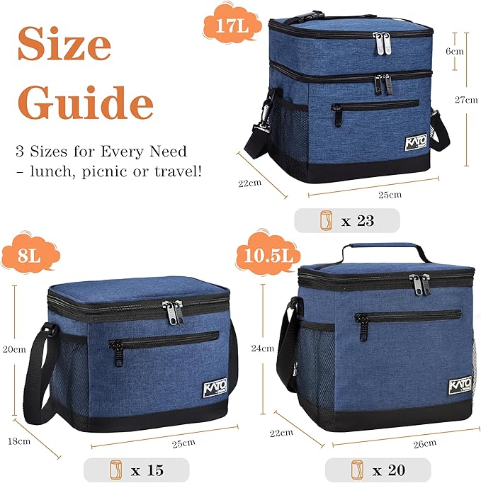 Tirrinia Large Insulated Lunch Bag for Men and Women, Adult Double-Layer Leakproof Reusable Grocery Bag, Office, Travel, Work Lunch Cooler Tote
