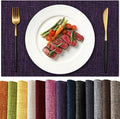 KXN Placemats Set of 4, Dual-Layer Thickened Faux Linen Table Mats, Heat Resistant & Wrinkle-Free, Machine Washable Cloth Place Mats for Kitchen Dining Indoor Outdoor (Purple)