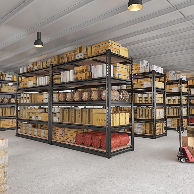REIBII 48" W Garage Shelving 3020LBS Storage Shelves 5 Tier Heavy Duty Shelving Adjustable Garage Shelves for Basement, Warehouse, Commercial, Easy Assemble, 48" W x 72" H x 24" D