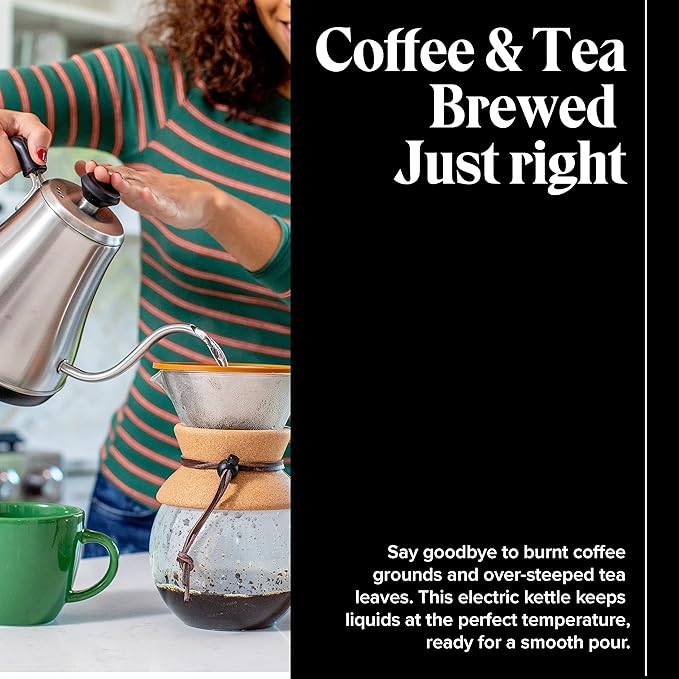 Electric Gooseneck Kettle - 0.8L, 120 Volt, Stainless Steel Electric Tea Kettle - Water Pot Heater/Warmer, Coffee & Tea