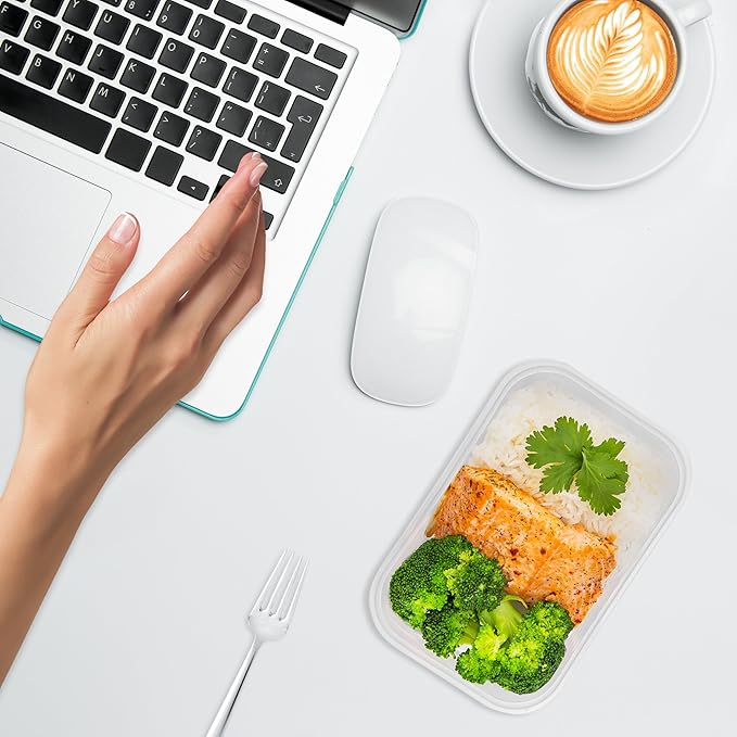 Prep Naturals 25 oz Meal Prep Containers - BPA-Free Food Storage Containers with Lids - Microwave & Freezer Safe Soup Bowls with Lids - Dishwasher Safe Meal Prep Bowls - Pack of 50, Clear