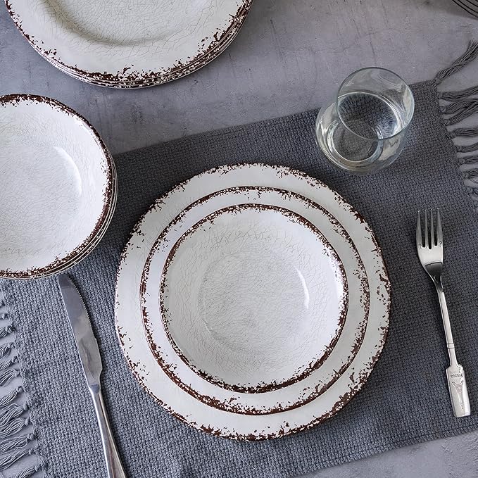 LEHAHA 6 Piece White Dinner Plate Set, 11” Durable Melamine Plates, 6 Piece Camper RV Dishes Set for Formal and casual dining, Lightweight and Chip Resistant, Dishwasher Safe