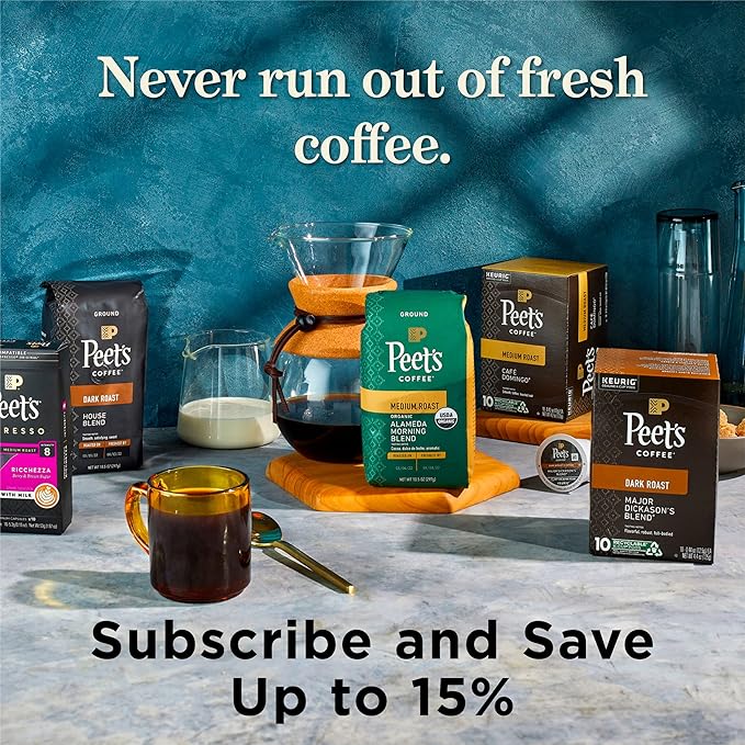 Peet's Coffee, Dark Roast Keurig K-Cup Pods - House Blend 60 Count (6 Boxes of 10 K-Cup Pods)