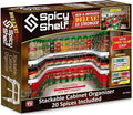 Spicy Shelf with 20 Jars of Spices inclded - Expandable Spice Rack and Stackable Cabinet & Pantry Organizer - Cabinet Spice Racks for inside Cabinets