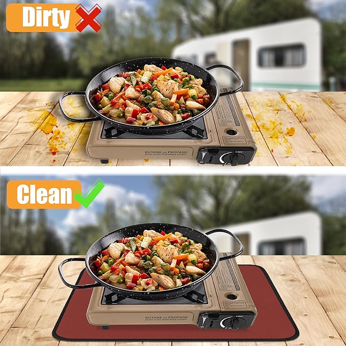 15x18in Heat Resistant Grill Mats for Outdoor Grill to Protect Your Prep Table and Outdoor Grill Table - Fire Proof & Water Proof & Oil Proof BBQ Mat - Red (1mm)