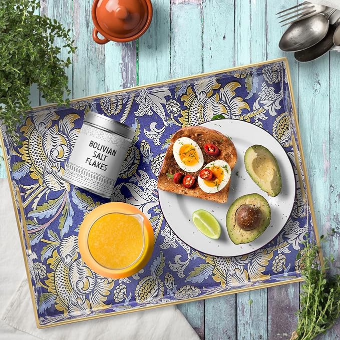 Rectangle Plastic Serving Tray with Handles, Elegant Decorative Tray for Coffee Table, Ottoman, Living Room, Kitchen, and Outdoor Use. 12"*16"*1.6", Wey