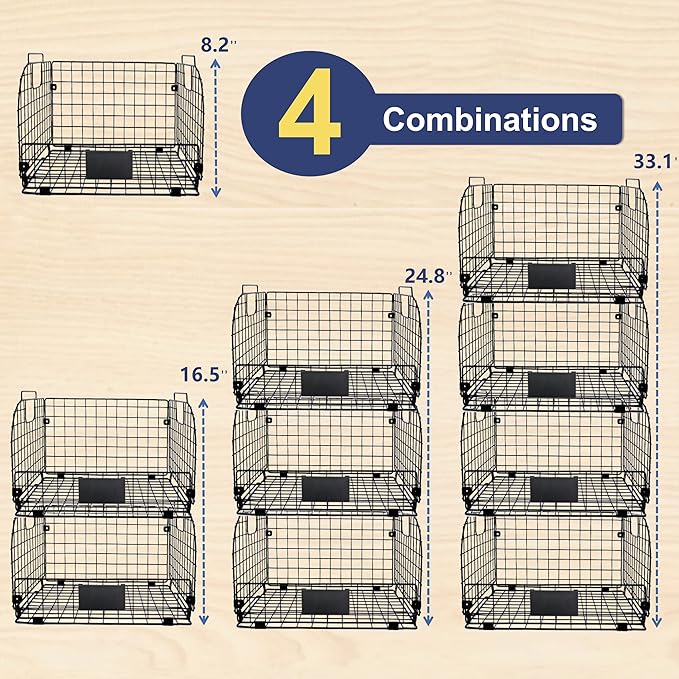 4 PACK XXL Stackable Wire Baskets for Storage Pantry,Fruit Basket For Kitchen Cabinet,16.3''x12''x8.2''Vegetable Fruit Snack Chips Onion Potato Cans Organization, pantry organizers and storage