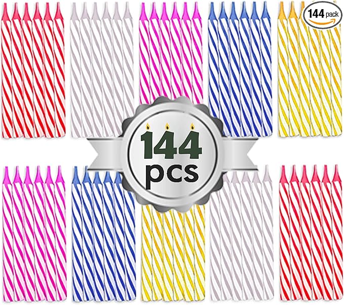 by Tugba Aydan - Birthday Candle - 144 Count Mix Color Birthday Candles for Cake, Cake Candle for Birthday, Party Small Candles…