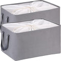 Hinwo 102L XXL Storage Bins, 2-Pack Closet Organizers and Storage, Foldable Clothes Storage Baskets with Handles, Containers for Clothing, Blanket, Comforters, Toys, Bedding (Gray)