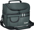 Tirrinia Reusable Lunch Box for Men Women, Insulated Lunch Bag Adult Work, Double Decker Leakproof Lunchbox for Office Picnic Beach—Dual Compartment Lunch Cooler Bag,Celadon